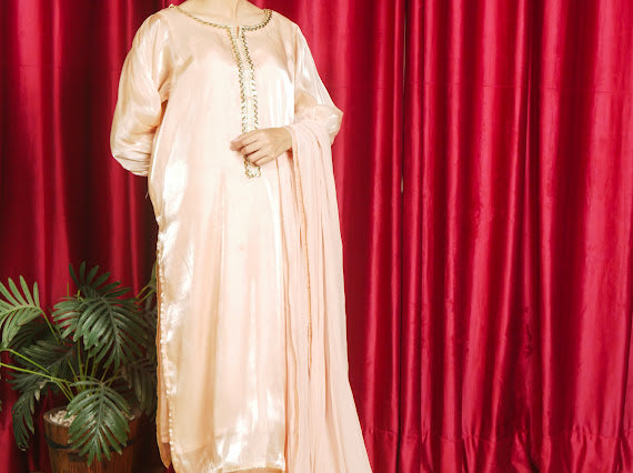 Luxury Steel Ivory  Embellished  Outfit