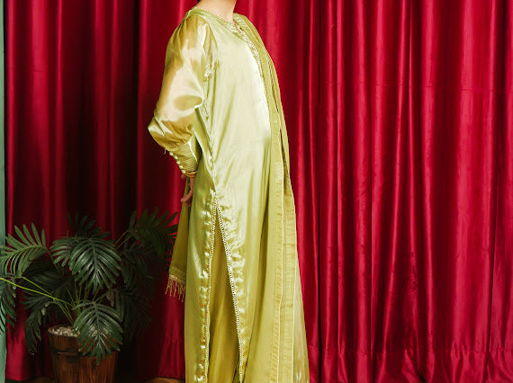 Luxury Gold Pistachio Green Embellished Outfit