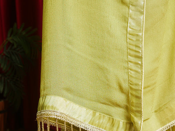 Luxury Gold Pistachio Green Embellished Outfit