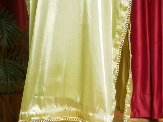 Luxury Gold Pistachio Green Embellished Outfit