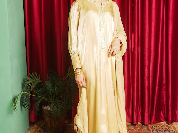 Royal Champagne Gold Attire Embellished Outfit