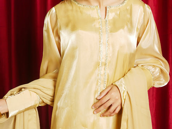 Royal Champagne Gold Attire Embellished Outfit