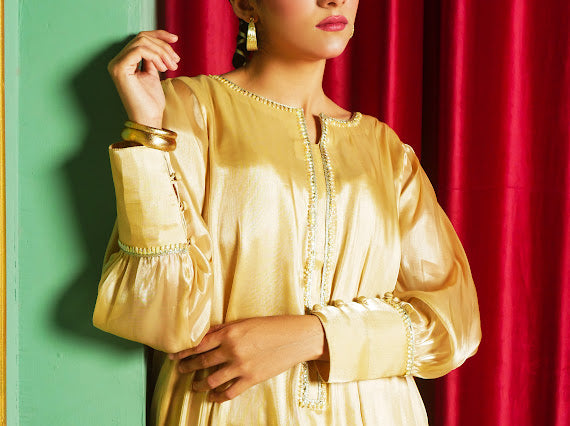 Royal Champagne Gold Attire Embellished Outfit