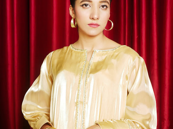 Royal Champagne Gold Attire Embellished Outfit