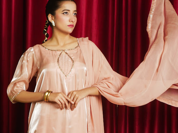 Peach Champagne Elegance Embellished Outfit