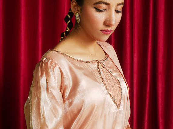 Peach Champagne Elegance Embellished Outfit