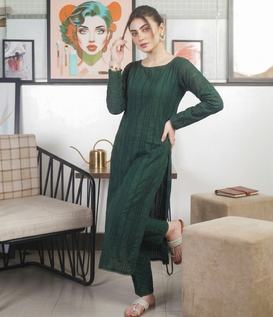 Emerald Elegance Straight Kurta Set