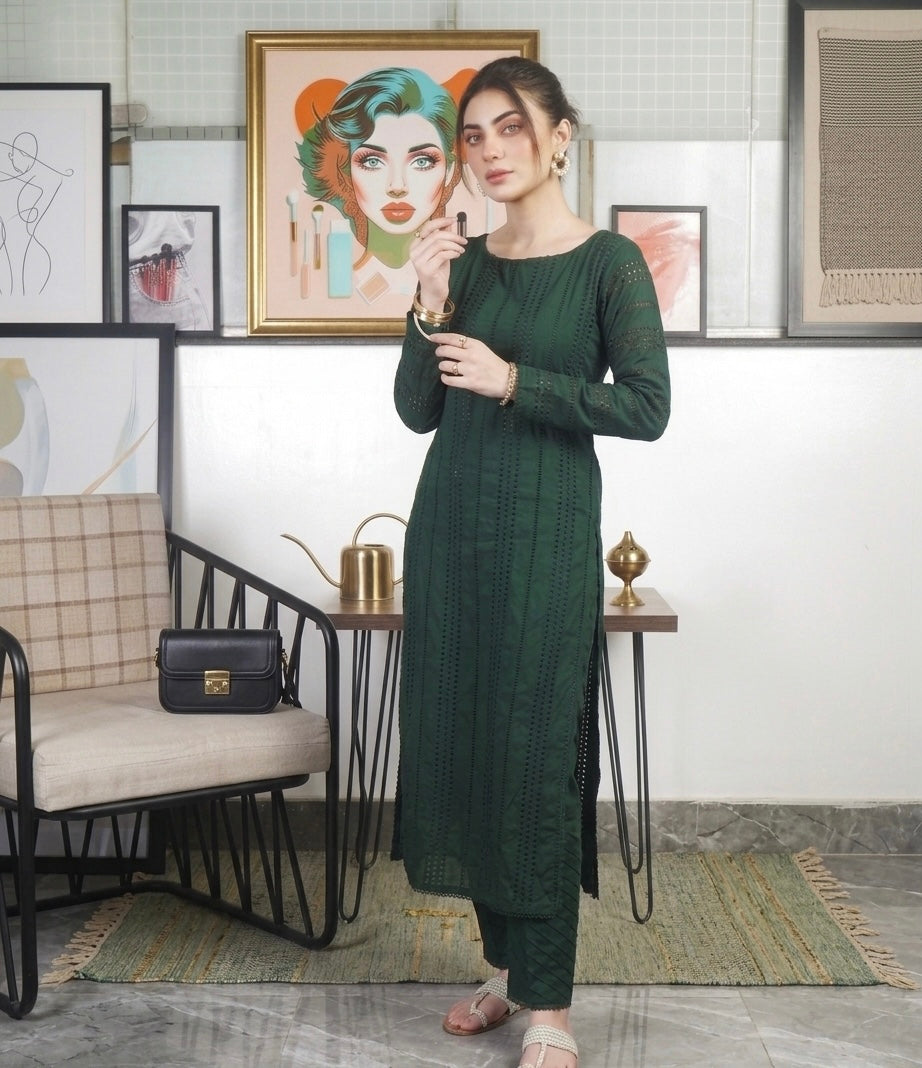 Emerald Elegance Straight Kurta Set