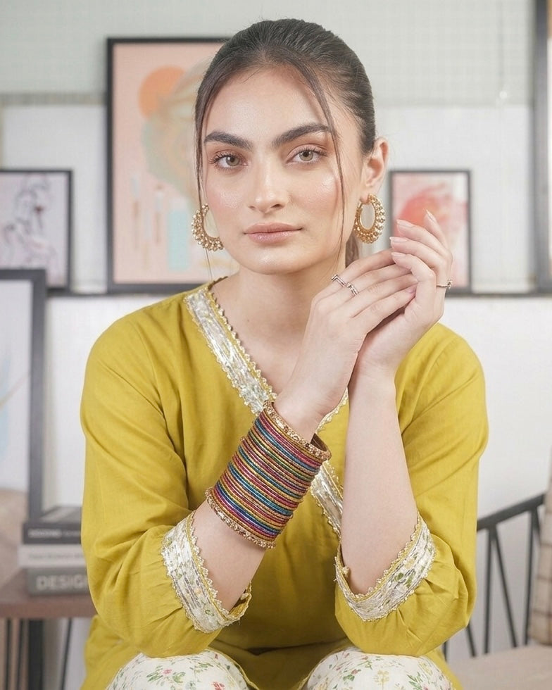 Golden Mustard Printed Trouser Set